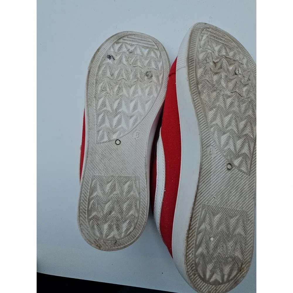 Just Be Womens Size 8 Red Canvas Lace Up Sneakers Casual Comfort Shoes
